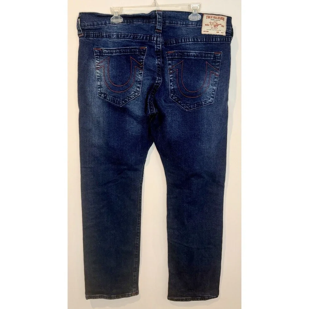 True Religion Ricky Relaxed Straight Leg Jeans Dark Wash Size 40 EUC!!